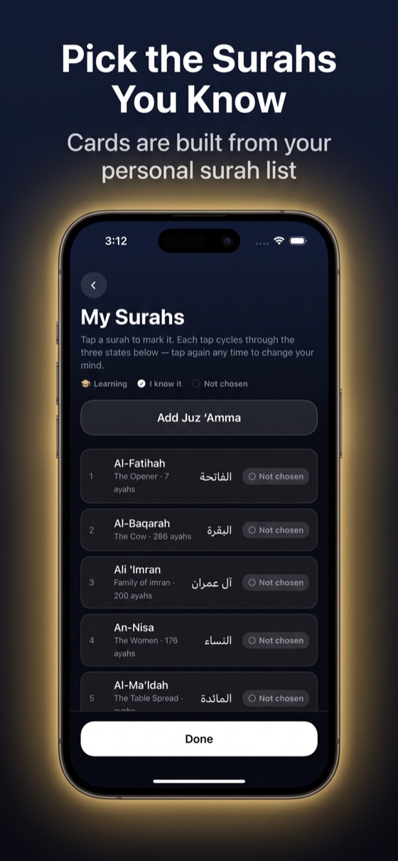 Quran Alias surah picker