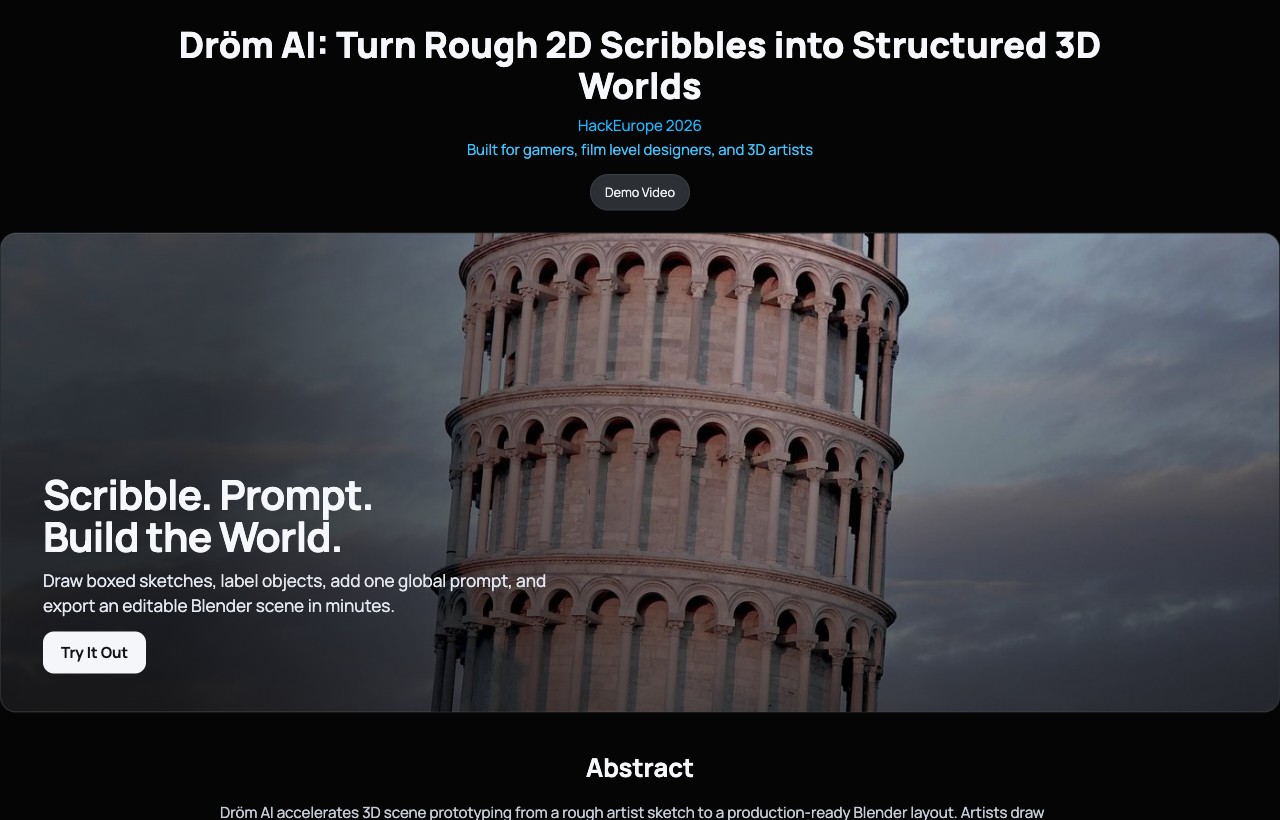 Drom AI — turn 2D scribbles into 3D worlds